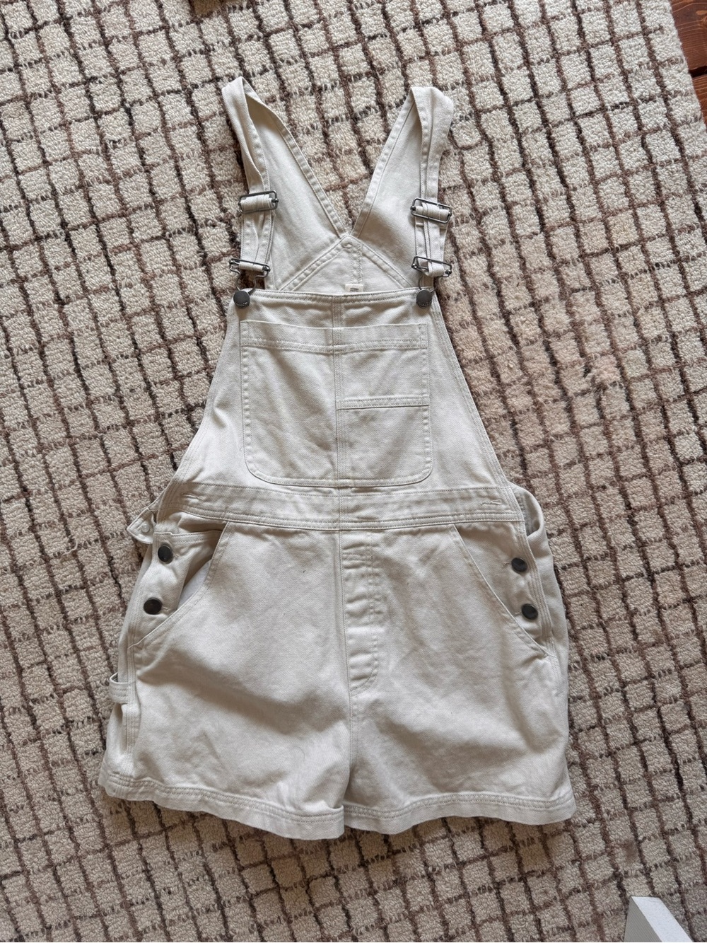 Billabong Women's Cream Denim Short Overalls